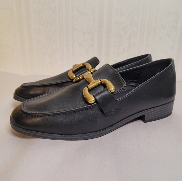 MIA Drena Black Loafers Gold Horse Bit Size 7.5 - Picture 5 of 11
